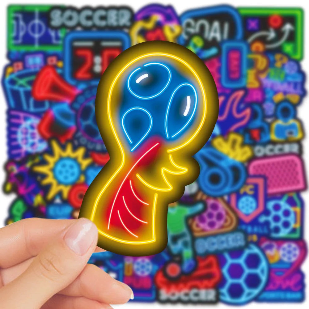 Neon Football Stickers 10/30/50 Pack