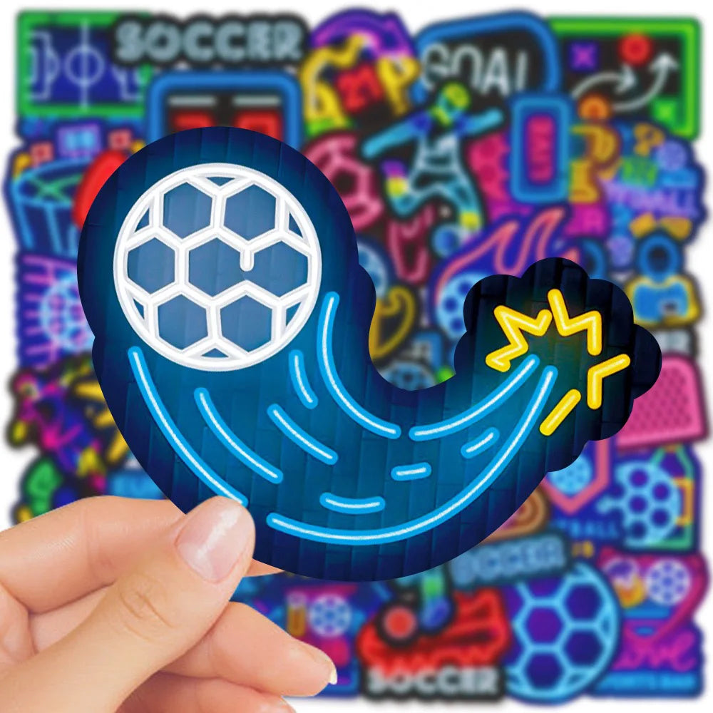 Neon Football Stickers 10/30/50 Pack